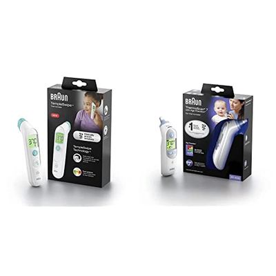 Braun TempleSwipe Forehead Thermometer BST200 & ThermoScan 7 Ear thermometer with Age Precision, IRT6520