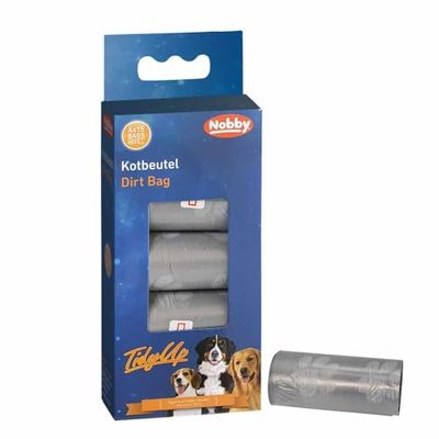 Nobby TidyUp, sacchetti per escrementi con stampa zampe, grigio chiaro, 4 rotoli da 15 sacchetti