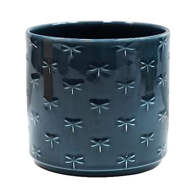 Ivyline Planter, Earthenware, Blue Dragonfly, D15.5cm x H14.5cm
