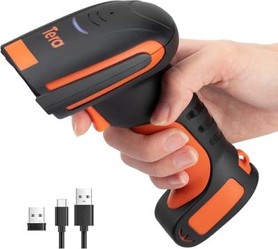 Tera Pro - Lecteur de Codes-Barres Laser sans Fil Industriel 1D - Résistance extrême aux Chocs - Fonctionne avec Bluetooth 2.4G sans Fil pour Windows Mac Android iOS Modèle L8100