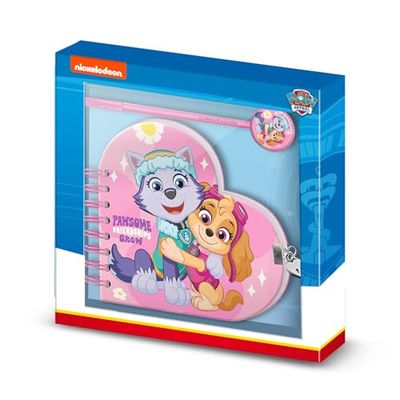 Paw Patrol vänskap-hjärta dagbok + penna, rosa