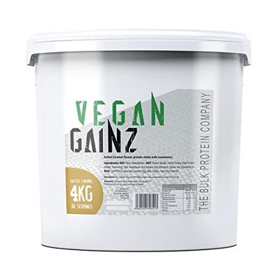 Vegan Gainz 4kg - Plant Based Protein Powder - Weight Gainer- 32 Servings & 30g Protein Per Serving - The Bulk Protein Company (Salted Caramel)