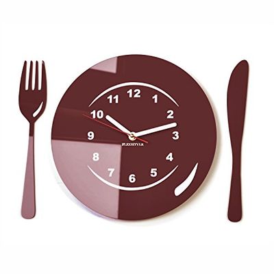 FLEXISTYLE - Reloj de Pared Moderno para Cocina, Comedor, Color marrón Oscuro
