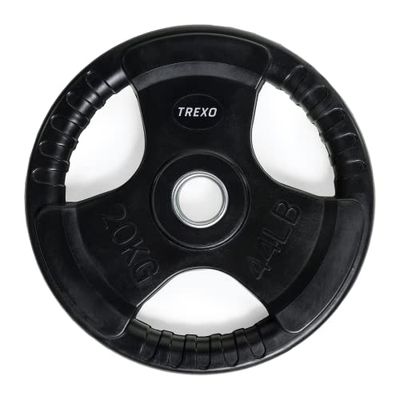TREXO 20 kg belasting 40 cm diameter schijf met handgrepen gietijzer gecoat voor lange halters duurzame ergonomische schijf fitness krachttraining Crossfit RW20