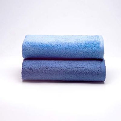 Sancarlos - Set of 2 Ocean Duo Bath Towels, Light Blue and Dark Blue, 100% Cotton, 550 g/m2