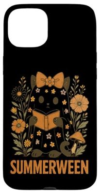 Summerween Cat Reading Floral Delight Case for iPhone 15 Plus