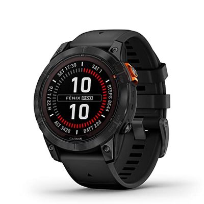 Garmin fēnix ​​7 Pro Solar, Reloj GPS Multideporte con Carga Solar, Pantalla táctil, Linterna LED, frecuencia cardíaca, mapas, música y 22 días de batería, Negro