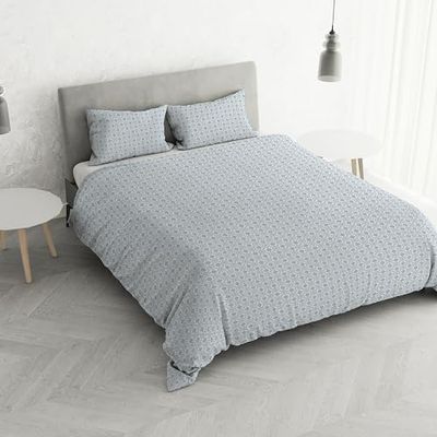 Parure Housse de Couette pour lit 2 Personnes en Coton Printed Colors, fabriquée en Italie, Housse de Couette 250 x 200 cm avec Rabat intérieur et taies d'oreiller, Floyd Eau, pour lit Double