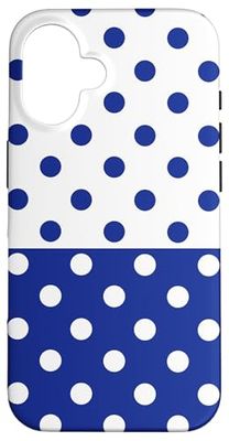 Polka Dot Vintage Boho Aesthetic Navy Blue White Dotted Case for iPhone 16