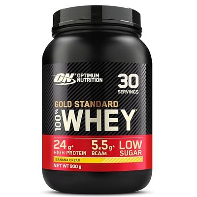 Optimum Nutrition Gold Standard 100% Whey, Poudre de Protéines pour la Construction et la Récupération Musculaire, avec Glutamine et Acides Aminés BCAA Naturels, Crème de Banane, 30 Portions, 900 g