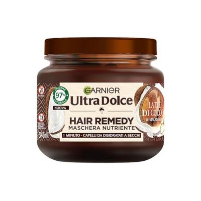 Garnier Ultra Dolce Maschera Nutriente, Per Capelli da Disidratati a Secchi, Azione In 1 Minuto, Con Latte di Cocco e Macadamia, Hair Remedy, 340 ml