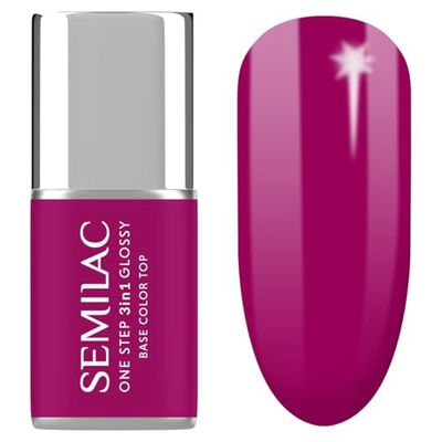 S595 Semilac UV-nagellack 3-i-1 ett steg glansig ljus lila 7 ml – fuchsia-lila UV-gel nagellack | hög täckning | 21 dagars hållbarhet