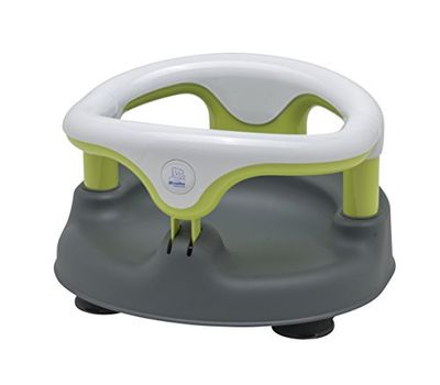 Rotho Babydesign Siège de Bain, Avec Anneau Rabattable et Sécurité Enfants, 7-16 mois, Jusqu'à max. 13kg, Sans BPA, 35x31,3x22cm, Gris/Blanc/Vert