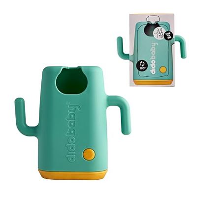 DIDOBABY Didopoucher - Houder voor Knijpzak - Voorkomt dat Baby Voedsel Aandrukt en Morst - 2 in 1, ook voor Pakje Sap - Stimuleert Zelfvoeding - Ergonomische Handgrepen - Turkoois