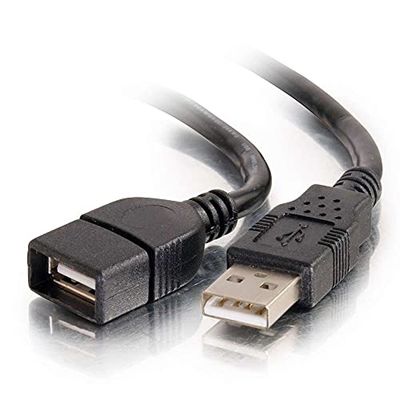 C2G 2 m USB 2.0 A förlängningskabel - svart - USB-kablar (2 m, USB A, USB A, 2.0, manlig kontakt/honkontakt, svart)