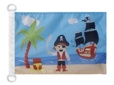 AZ FLAG - Drapeau Pirate Ile au trésor - 45x30 cm - Pavillon Nautique Corsaire Spécial Bateau Et Extérieur En Maille Bloquée Avec Anneaux Plastiques Intégrés - 30g