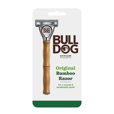 BULLDOG SKINCARE - Manico per rasoio in bambù originale con 2 ricariche di lame