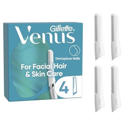 Venus Dermaplaning Blades for Face, Womens Face Razor Blades Refills x 4 for Facial Hair & Skin, Exfoliating Blades for Dermaplaning Tool