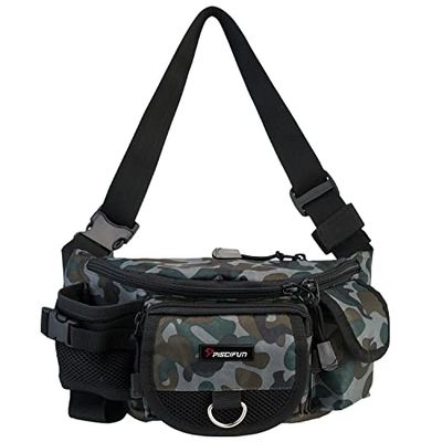 Piscifun Sac de pêche Portable pour matériel de pêche en Plein air - Multifonctionnel - Sac Banane - Couleur Camouflage Jungle