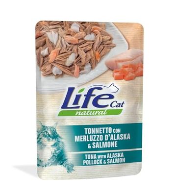 Life Cat Natural Tonno con Merluzzo d'Alaska e Salmone, Busta 70g