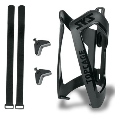 SKS Germany, nero ANYWHERE TOPCAGE, accessori (portaborraccia per biciclette, comprese le cinghie per tubi con un diametro fino a 80 mm, tenuta sicura della bottiglia), Unisex-Adult, One Size