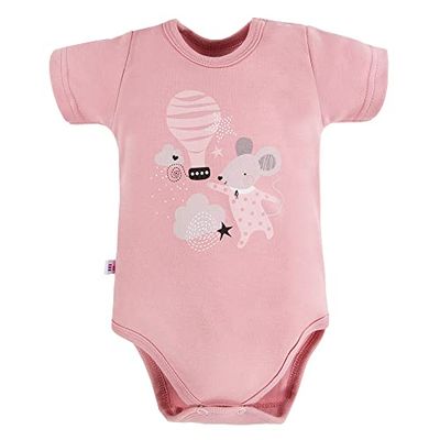 eevi, Le body détachable à manches courtes pour enfant, taille 74,en tissu jersey 100% coton, rose, doux et agréable au toucher.