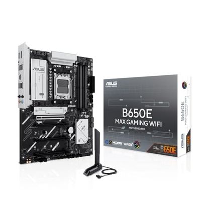 ASUS B650E Max Carte mère WiFi de Jeu AMD AM5 (ATX, DDR5, PCIe 5.0, 3X M.2, Wi-FI 6E, Realtek 2,5 GB Ethernet, DisplayPort, HDMI, BIOS Flashback, Aura Sync)