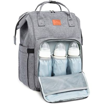 KeaBabies Diaper Bag Backpack, Waterproof Multi Function Baby Travel Bags (Classic Gray)