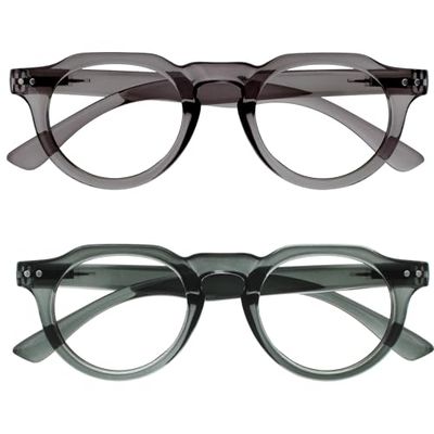 OPULIZE RIO Set da 2 Occhiali da Lettura Anti Luce Blu - Montatura con Bordo Superiore Piatto - Verde, Grigio - Uomo e Donna - BB53-67 - +3.50