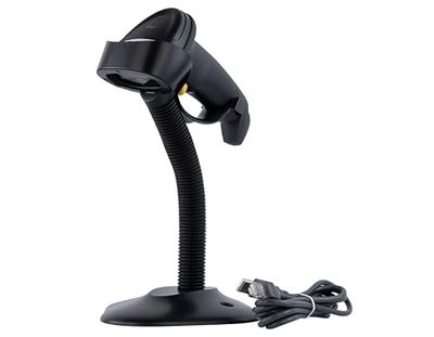HDWR Escáner de código de Barras con Cable HD32A con Soporte, 300 escaneos/Segundo, Lector de código 1D confiable, tecnología CCD, Duradero, automático, ergonómico, Interfaz USB