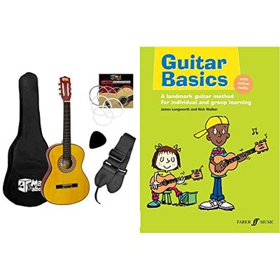 TIGER Mad About Left Handed Children's Classical Spanish Guitar - Kids Pack (1/2) & Guitar Basics: A Landmark Guitar Method for Individual and Group Learning.