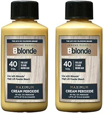 Jerome Russell Bblonde Cream Peroxide, 40 Volume, 12% Peroxide, Lifts 8-9 Levels, 75ml (Pack of 2)