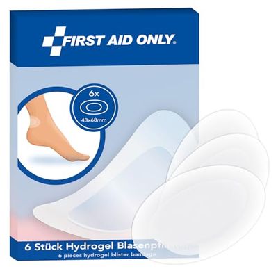 First Aid Only Idrogel Cerotti per vesciche 6 pezzi | cerotti ovali 43 x 68 mm, trasparenti e idrorepellenti | proteggono, raffreddano e favoriscono la guarigione | P-10070