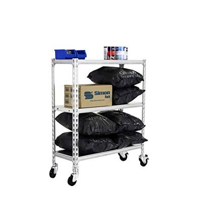 Simon Rack Étagère Rangement et 3 Niveaux, 75 kg Capacité de Charge et Point de Flexion, 975x1100x400 mm, Étagère à Roulettes, Étagère Garage, Galvanisé - Simonclick