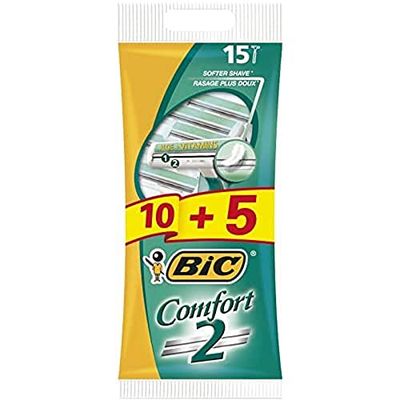 BIC Comfort 2 - Rasoio da uomo, 1 confezione da 10+5 pezzi, 15 unità, 1