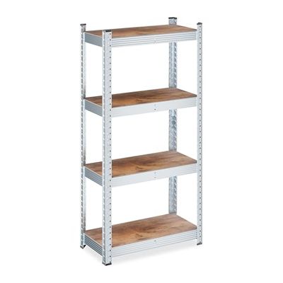 Relaxdays stellingkast, HxBxD: 120 x 60 x 30 cm, 700 kg, gegalvaniseerd staal, opbergrek garage, schuur, bruin-zilver