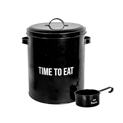 Fisura – Contenitore per cibo per animali domestici. Contenitore per alimenti con coperchio e paletta dosatrice. Contenitore per cibo di cani e gatti in metallo. Capacità di 5 kg.