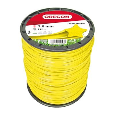 Oregon Gele Stervormige Maaidraad voor Grastrimmers en Bosmaaiers, Vijf Snijkanten voor Schone Afwerking, Hoogwaardig Nylon, Past Op Alle Standaard Grastrimmers, 3mm-212m (69-461-Y)