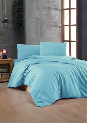 Nuit Des Rêves Turquoise Ranforce Single XXL täcke Cover Set, 155 x 220 cm, 100% bomull, 155 trådantal: knappstängning, maskintvättbar vid 30 °C | Mjuk och snygg säng