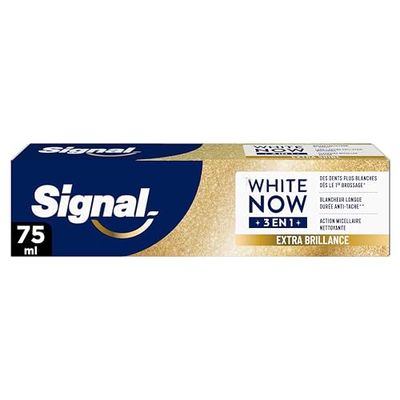 Signal White Now - Dentifrice 3 en 1 - Hello Glow - Sourire éclatant - Blancheur Longue Durée Anti-Tache - Action Micellaire Nettoyante - 96% d'ingrédients d'origine naturelle - 75ml