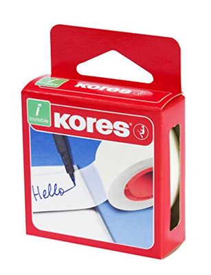 Kores - Ruban Adhésif Invisible, Ruban Adhésif Fort et Transparent pour l'École, la Maison et le Bureau, Inscriptible, 33 x 19 mm, Paquet de 1 Rouleau