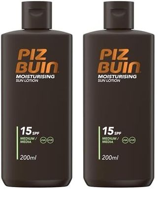 Piz Buin Moisturising Sun Lotion SPF 15, 200ml (Pack of 2)