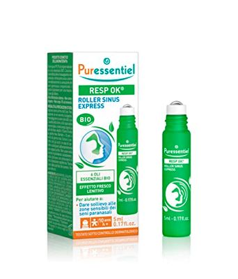 Puressentiel Respirazione,Roller Sinus Express, Per dare sollievo alle zone sensibili dei seni paranasali, Effetto fresco lenitivo, 6 oli essenziali BIO, 5 ml