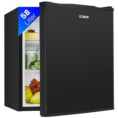 Bomann, Réfrigérateur 58L, Arrêt de porte à droite, Réversible, Pieds réglables, KB7347, Noir