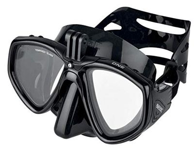 SEAC One Pro Máscara de mergulho com suporte de câmara GoPro para mergulho e snorkel, de cor preta