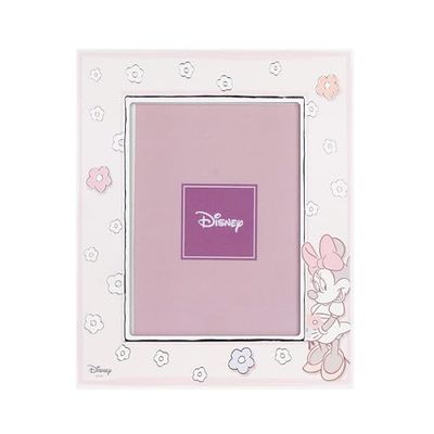 VALENTI & CO. - Disney Mimmi - Träram 13 x 18 cm - Bordsfotoram med silverdetaljer - Presentidé Födelse Flicka eller Dopgåva - Fotoram för Barnrum