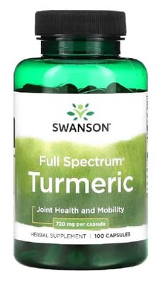 Swanson - Full Spectrum Turmeric - Curcuma Capsules | Soutient la santé des articulations et de la peau, Effet Antioxydant - 720mg - 100 Gélules