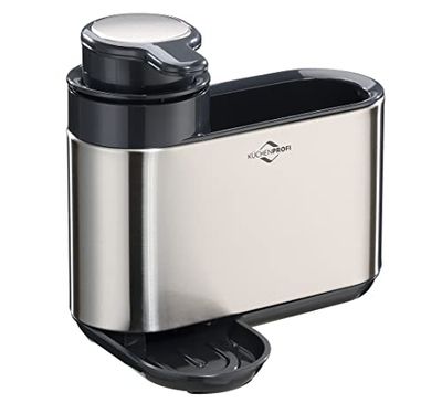 Küchenprofi Primus Station de lavage en acier inoxydable avec distributeur de savon intégré 300 ml Bac d'égouttement Brosse à vaisselle et porte-éponge