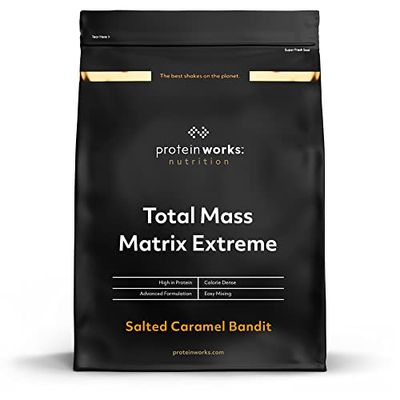 Protein Works Total Mass Matrix Extreme Protein Powder | Mass Gainer | High Calorie Weight Gainer | With Glutamine, Creatine & Vitamins | Salted Caramel Bandit | 1.325 Kg