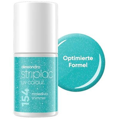 alessandro Striplac UV-nagellack Maledivia Shimmer – täckande och reptåligt upp till 15 dagar – lätt att applicera – mild borttagningsteknik – vegansk – blå, 6,5 ml